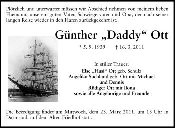 Traueranzeige von Günther Ott von Darmstädter Echo, Odenwälder Echo, Rüsselsheimer Echo, Groß-Gerauer-Echo, Ried Echo