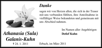 Traueranzeige von Athanasia Galanis-Kuhn von Odenwälder Echo