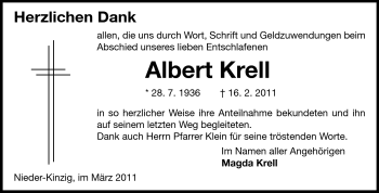 Traueranzeige von Albert Krell von Odenwälder Echo