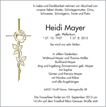 Traueranzeige von Heidi Mayer von trauer.echo-online.de