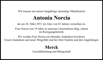 Traueranzeige von Antonia Norcia von Echo-Zeitungen (Gesamtausgabe)