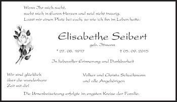 Traueranzeige von Elisabethe Seibert von trauer.echo-online.de