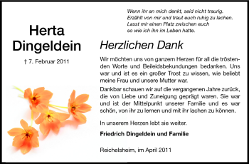 Traueranzeige von Herta Dingeldein von Odenwälder Echo
