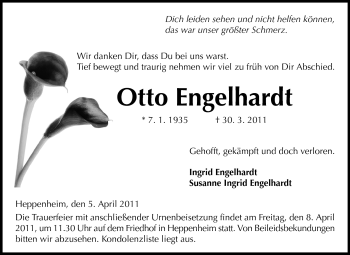 Traueranzeige von Otto Engelhardt von Starkenburger Echo