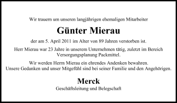 Traueranzeige von Günter Mierau von Echo-Zeitungen (Gesamtausgabe)