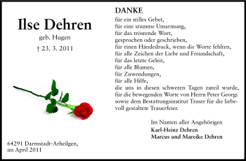 Traueranzeige von Ilse Dehren von Echo-Zeitungen (Gesamtausgabe)