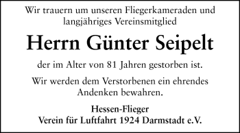 Traueranzeige von Günter Ochs von Darmstädter Echo, Odenwälder Echo, Rüsselsheimer Echo, Groß-Gerauer-Echo, Ried Echo