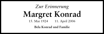 Traueranzeige von Margret Konrad von Starkenburger Echo