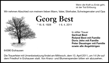 Traueranzeige von Georg Best von Echo-Zeitungen (Gesamtausgabe)