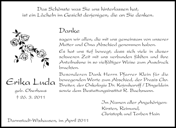 Traueranzeige von Erika Luda von Echo-Zeitungen (Gesamtausgabe)