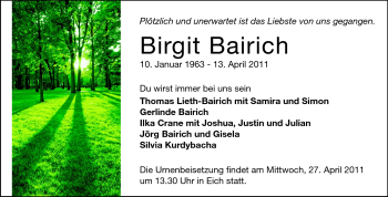 Traueranzeige von Birgit Bairich von Starkenburger Echo