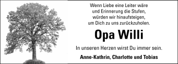 Traueranzeige von Willi - von Rüsselsheimer Echo, Groß-Gerauer-Echo, Ried Echo