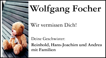 Traueranzeige von Wolfgang Focher von Echo-Zeitungen (Gesamtausgabe)