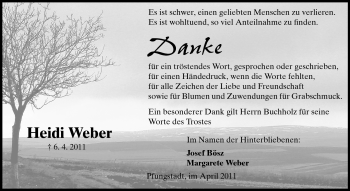 Traueranzeige von Heidi Weber von Echo-Zeitungen (Gesamtausgabe)