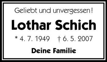 Traueranzeige von Lothar Schich von Echo-Zeitungen (Gesamtausgabe)