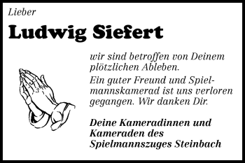 Traueranzeige von Ludwig Siefert von Odenwälder Echo