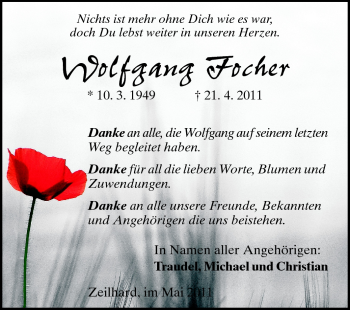 Traueranzeige von Wolfgang Focher von Echo-Zeitungen (Gesamtausgabe)