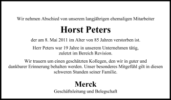 Traueranzeige von Horst Peters von Echo-Zeitungen (Gesamtausgabe)