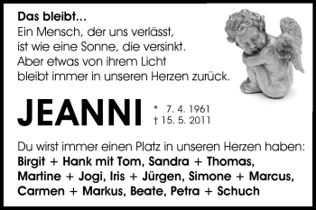 Traueranzeige von Jeanni - von Echo-Zeitungen (Gesamtausgabe)