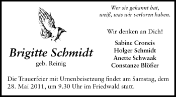 Traueranzeige von Brigitte Schmidt von Odenwälder Echo