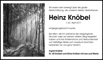 Traueranzeige von Heinz Knöbel von Echo-Zeitungen (Gesamtausgabe)