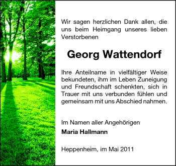 Traueranzeige von Georg Wattendorf von Starkenburger Echo