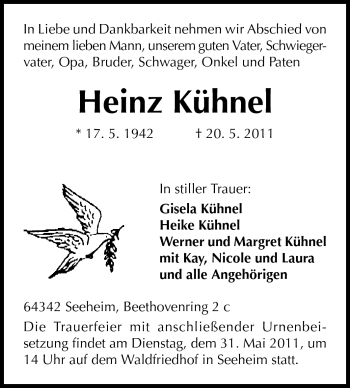 Traueranzeige von Heinz Kühnel von Echo-Zeitungen (Gesamtausgabe)
