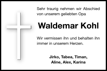 Traueranzeige von Waldemar Kohl von Echo-Zeitungen (Gesamtausgabe)