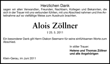 Traueranzeige von Alois Zöllner von Rüsselsheimer Echo, Groß-Gerauer-Echo, Ried Echo