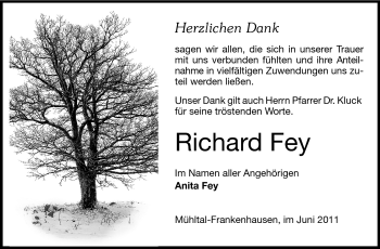 Traueranzeige von Richard Fey von Echo-Zeitungen (Gesamtausgabe)