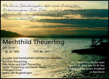 Traueranzeige von Mechthild Theuerling von Echo-Zeitungen (Gesamtausgabe)