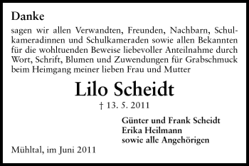 Traueranzeige von Lilo Scheidt von Echo-Zeitungen (Gesamtausgabe)