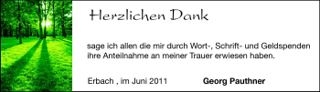 Traueranzeige von Georg Pauthner von Odenwälder Echo