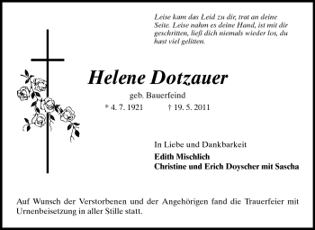 Traueranzeige von Helene Dotzauer von Rüsselsheimer Echo, Groß-Gerauer-Echo, Ried Echo