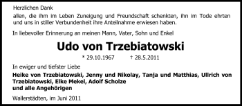 Traueranzeige von Udo von Trzebiatowski von Rüsselsheimer Echo, Groß-Gerauer-Echo, Ried Echo
