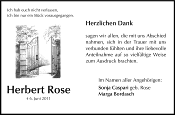 Traueranzeige von Herbert Rose von Echo-Zeitungen (Gesamtausgabe)