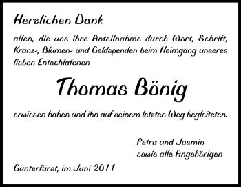 Traueranzeige von Thomas Bönig von Odenwälder Echo