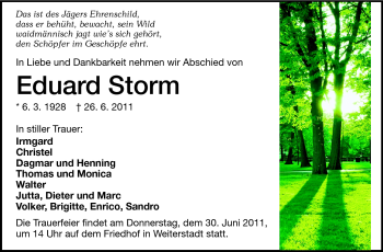 Traueranzeige von Eduard Storm von Echo-Zeitungen (Gesamtausgabe)