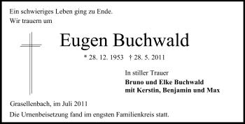 Traueranzeige von Eugen Buchwald von Odenwälder Echo