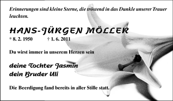 Traueranzeige von Hans-Jürgen Möller von Echo-Zeitungen (Gesamtausgabe)