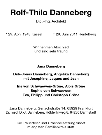 Traueranzeige von Rolf-Thilo Danneberg von Darmstädter Echo, Odenwälder Echo, Rüsselsheimer Echo, Groß-Gerauer-Echo, Ried Echo