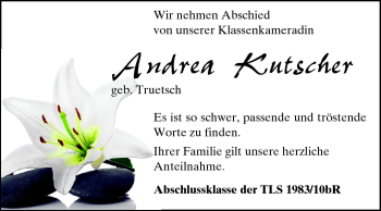 Traueranzeige von Andrea Kutscher von Odenwälder Echo