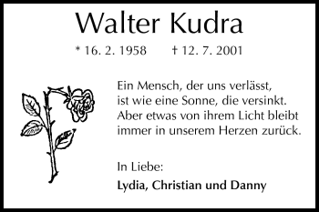 Traueranzeige von Walter Kudra von Rüsselsheimer Echo, Groß-Gerauer-Echo, Ried Echo
