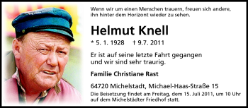 Traueranzeige von Helmut Knell von Odenwälder Echo