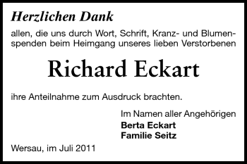 Traueranzeige von Richard Eckart von Odenwälder Echo