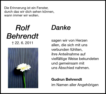 Traueranzeige von Rolf Behrendt von Echo-Zeitungen (Gesamtausgabe)