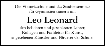 Traueranzeige von Leo Leonard von Echo-Zeitungen (Gesamtausgabe)