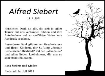 Traueranzeige von Alfred Siebert von Rüsselsheimer Echo, Groß-Gerauer-Echo, Ried Echo