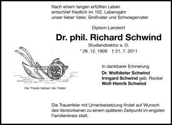 Traueranzeige von Richard Schwind von Echo-Zeitungen (Gesamtausgabe)