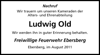 Traueranzeige von Ludwig Old von Odenwälder Echo